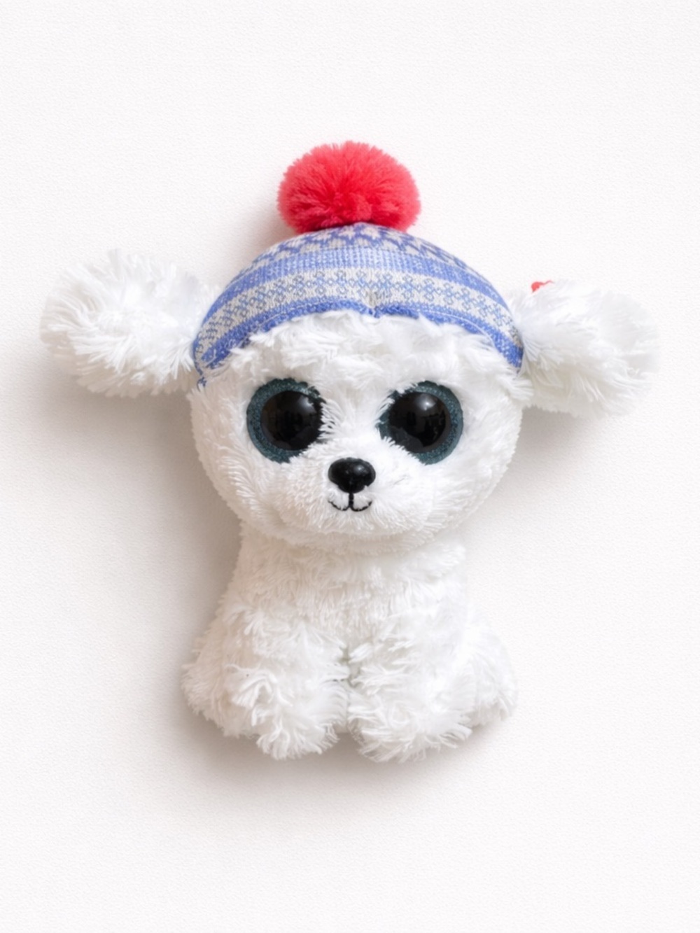 Cute TY White Plush Dog with Hat